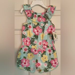 Little Me Floral Kids One Piece - Pink and Yellow